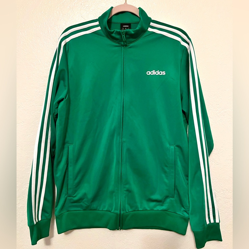 adidas Vintage Originals Men's Classic 3 Stripe Track Jacket, M, Green Full Zip